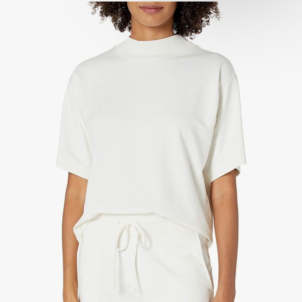 Short-Sleeve Mockneck Drop-Shoulder T-Shirt